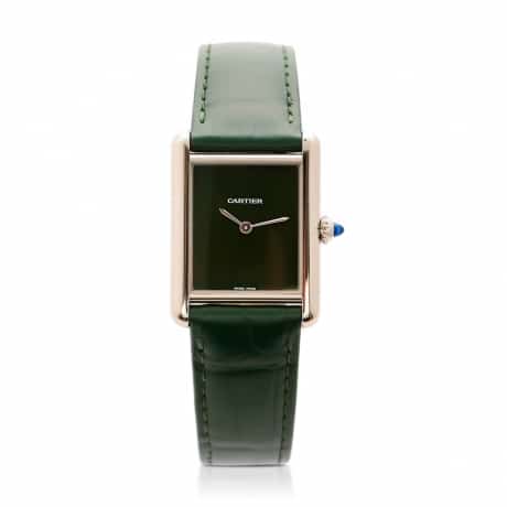 Cartier tank must in green with leather strap