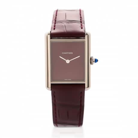 Cartier tank must in red with leather strap