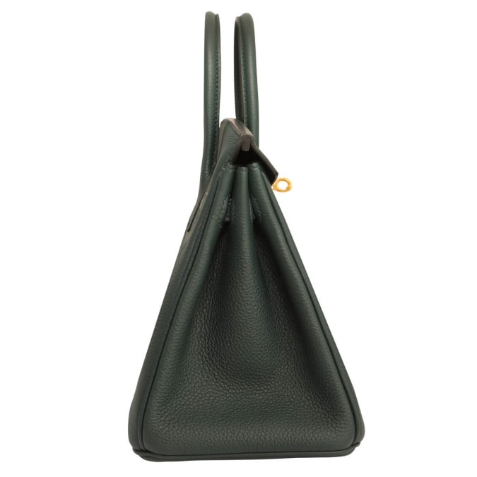 Hermes Birkin Handbag Vert Olive Togo with Palladium Hardware 25 at 1stDibs
