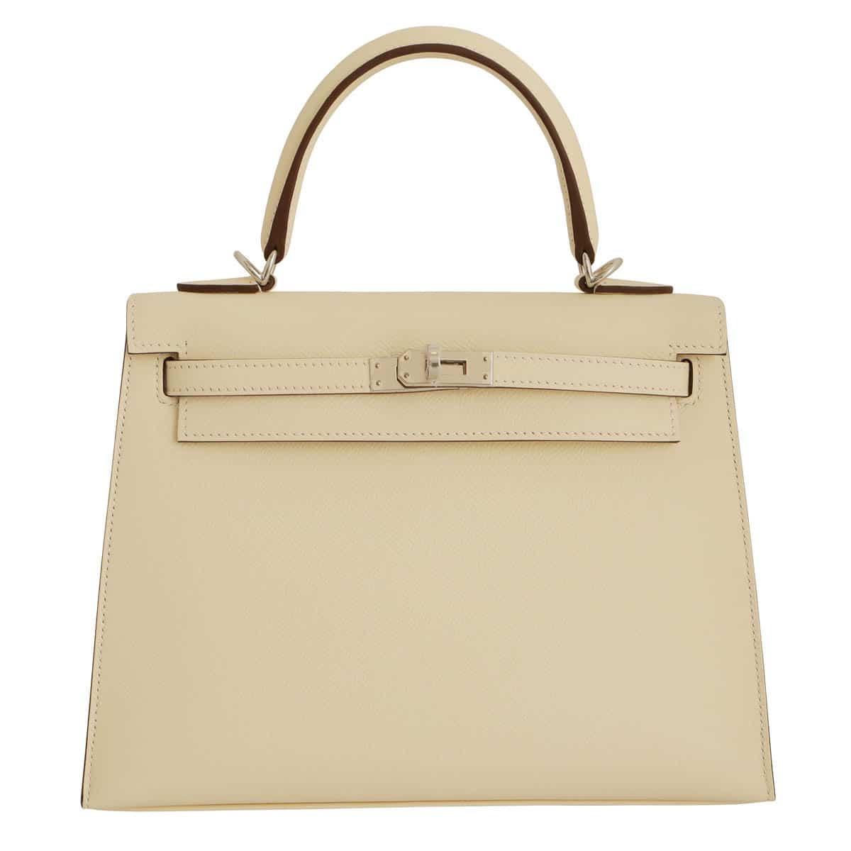 Hermes Kelly Tricolore bag 25 Sellier Nata/Chai/Gris meyer Epsom leather  Silver hardware