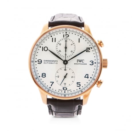IWC Portuguiser chronograph with white dial & rose gold casing