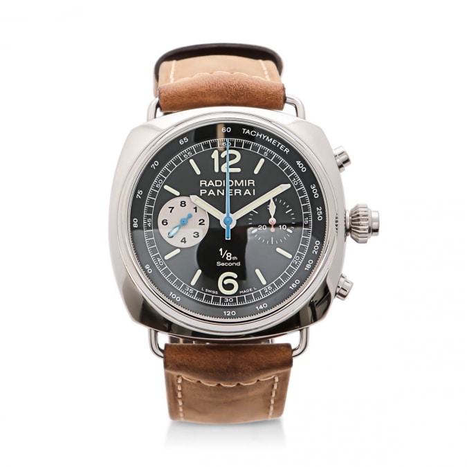 Panerai radiomir chronograph with black dial & brown leather strap