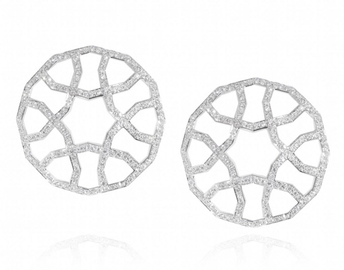 Ralph Masri Arabesque deco earrings in 18kt white gold with diamonds