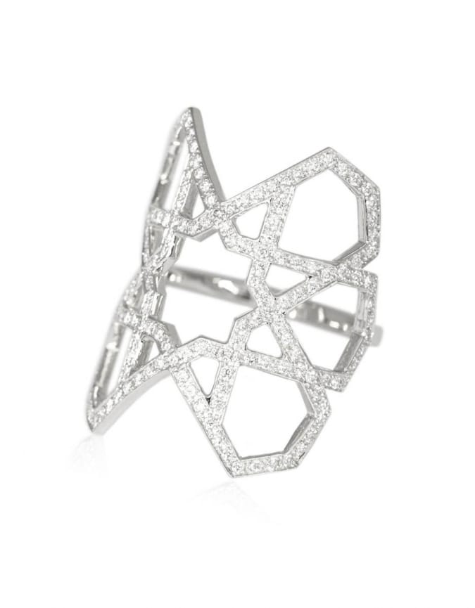 Ralph Masri Arabesque deco ring in 18kt white gold with diamonds