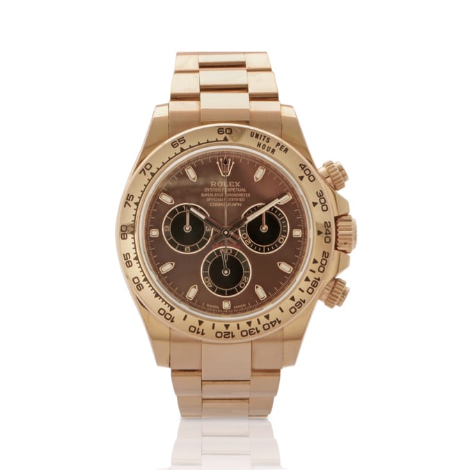 Rolex daytona 116505 chocolate dial rose gold front