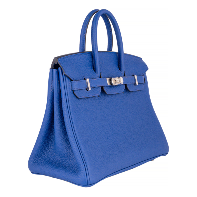 HERMES Birkin 25 Blue Royale Togo Silver Hardware Women's Handbag