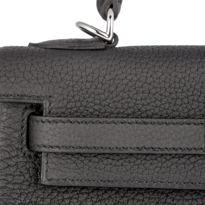 Hermes Kelly Depeche Bag 25cm Black Pochette Epsom Palladium Hardware