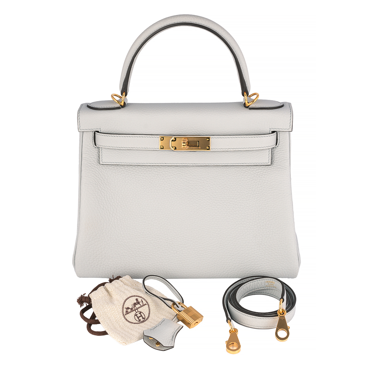 Hermès Kelly Bleu Pale Clemence Handbag