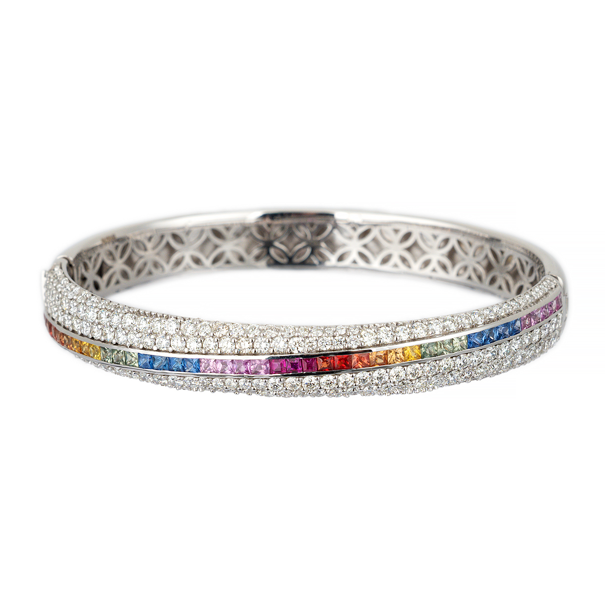 Gold & Platinum Rose Cut Multi-Color Sapphire Bracelet - Oscar Heyman
