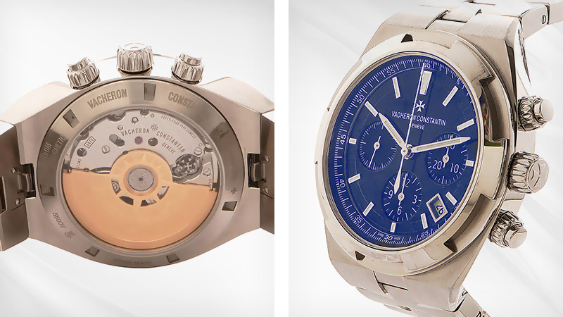 Vacheron Constantin Overseas Chronograph with stainless steel case and blue dial