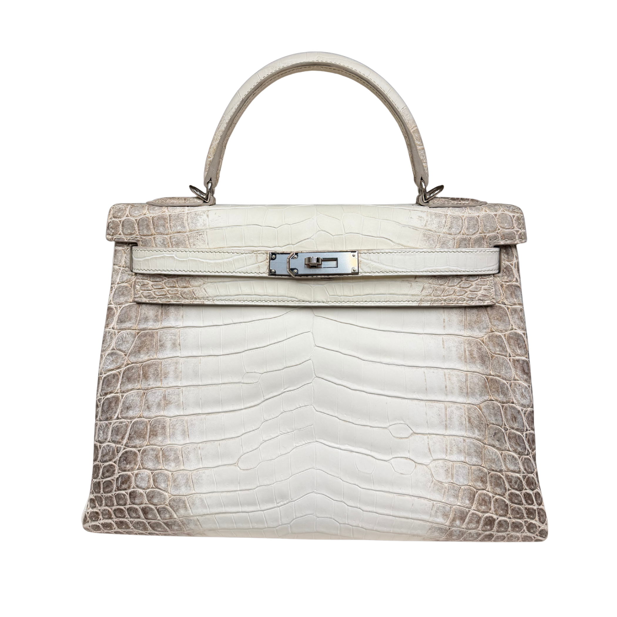 Hermés Kelly 32 Retourne Crocodile Niloticus Blanc Himalaya