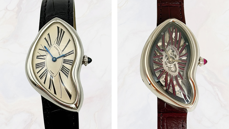 Cartier Crash Platinum and Skeleton Burgundy