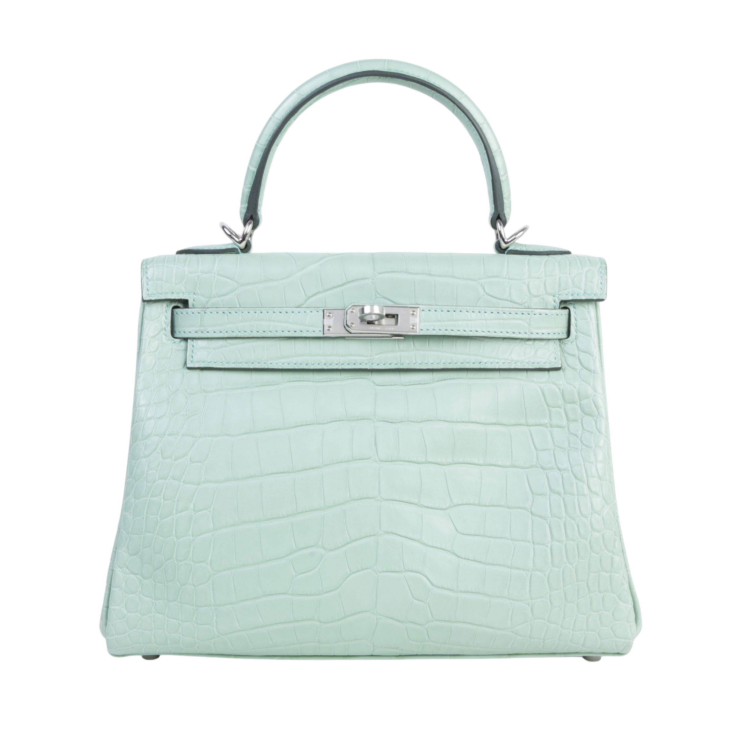 Hermes Kelly 25 Retourne Vert D’Eau Matte Alligator – GB50059